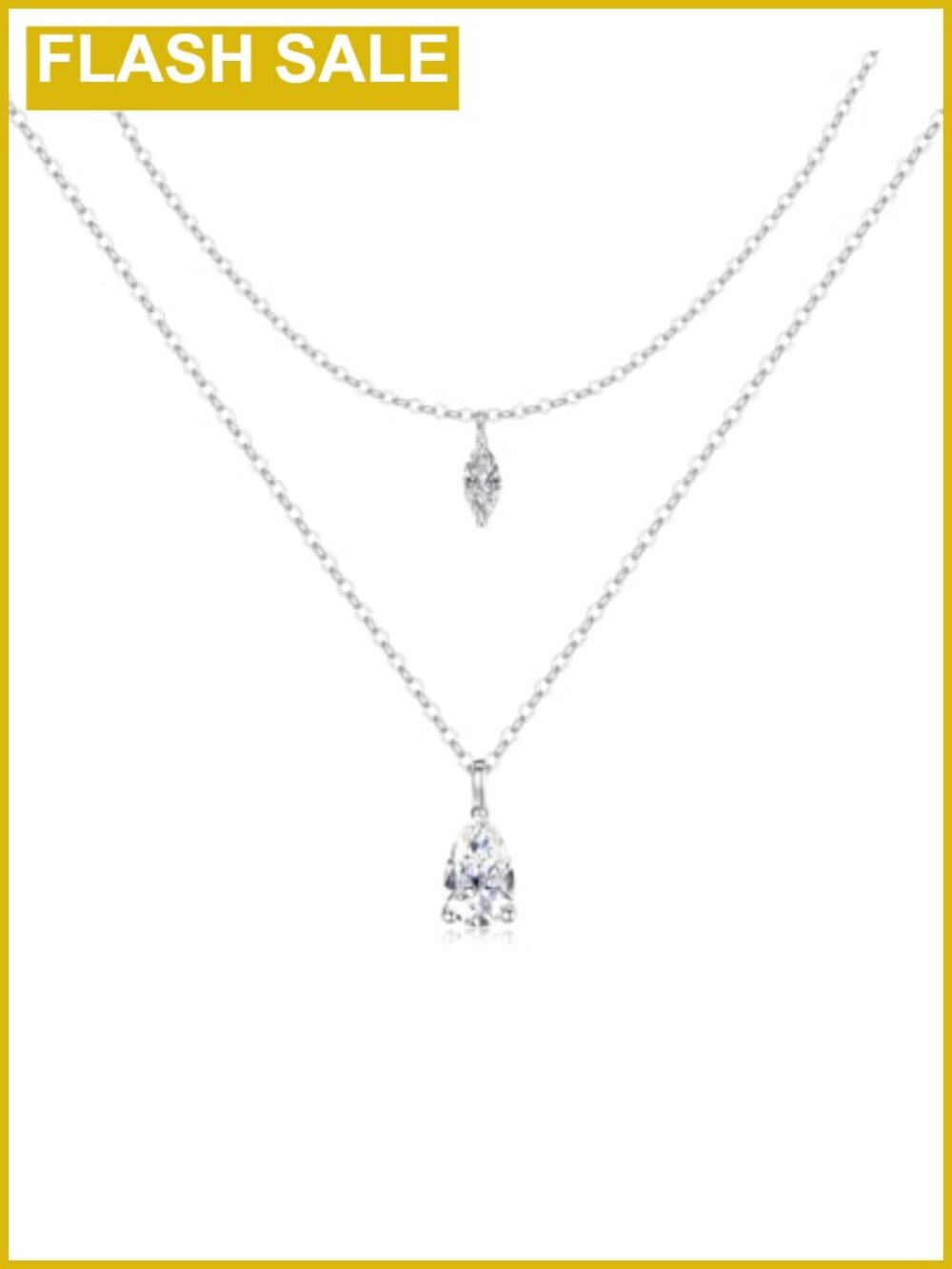 Layered Sterling Silver Plated Necklace for Women, Dainty Cubic Zirconia Gift